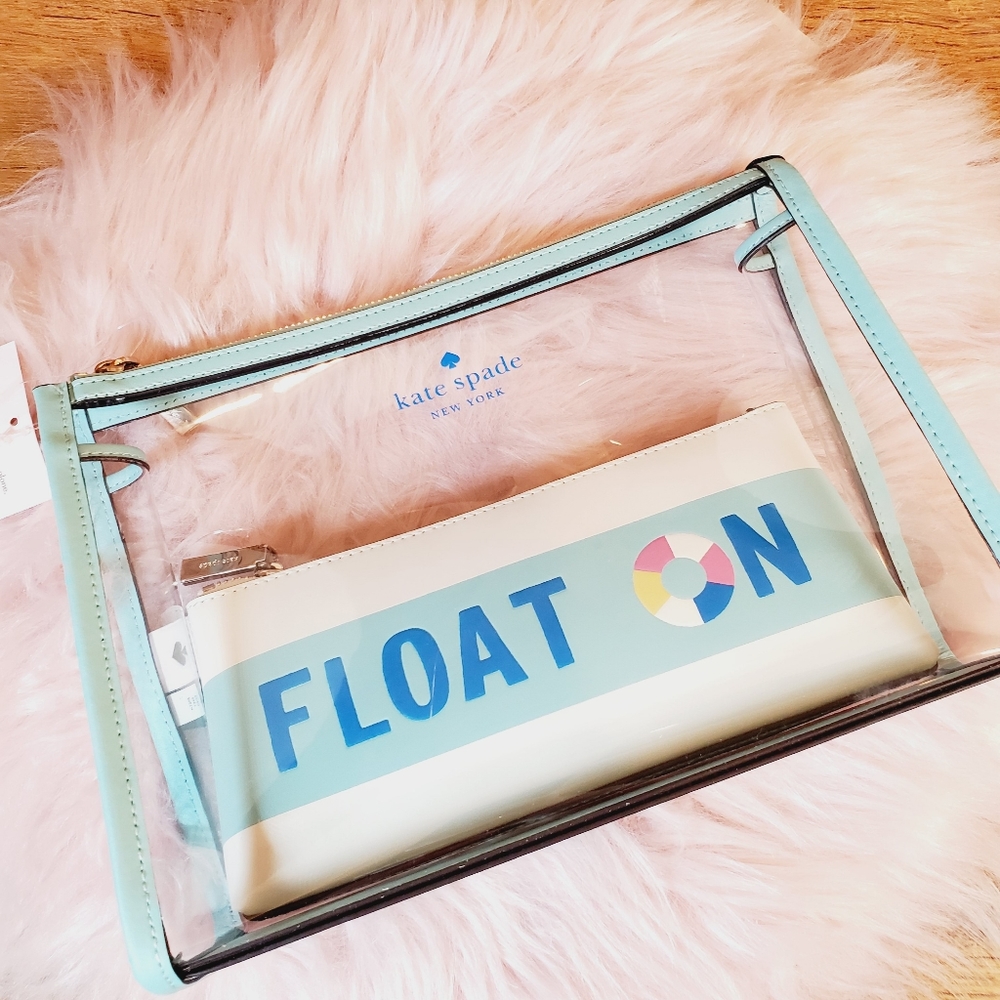Kate spade other splash cosmetic pouch make up beauty stripe blue poolside nwt